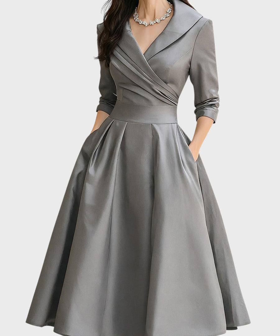 Tereza | Elegáns Midi Ruha Hosszú Ujjakkal