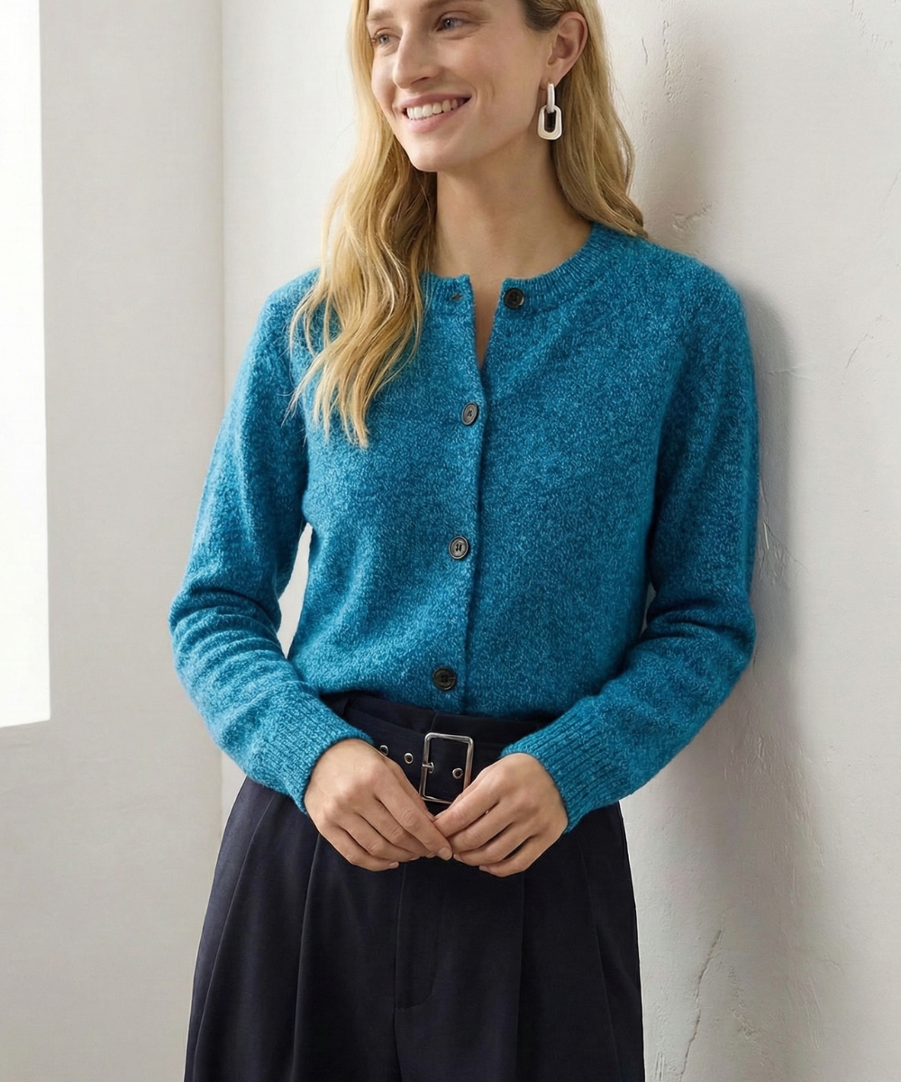 Chunky-Knit Alpaka Blend Kardigán