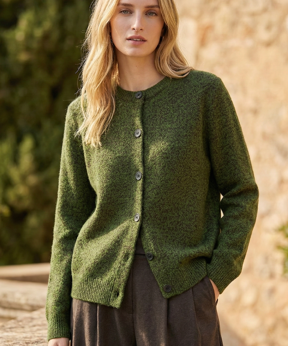 Chunky-Knit Alpaka Blend Kardigán