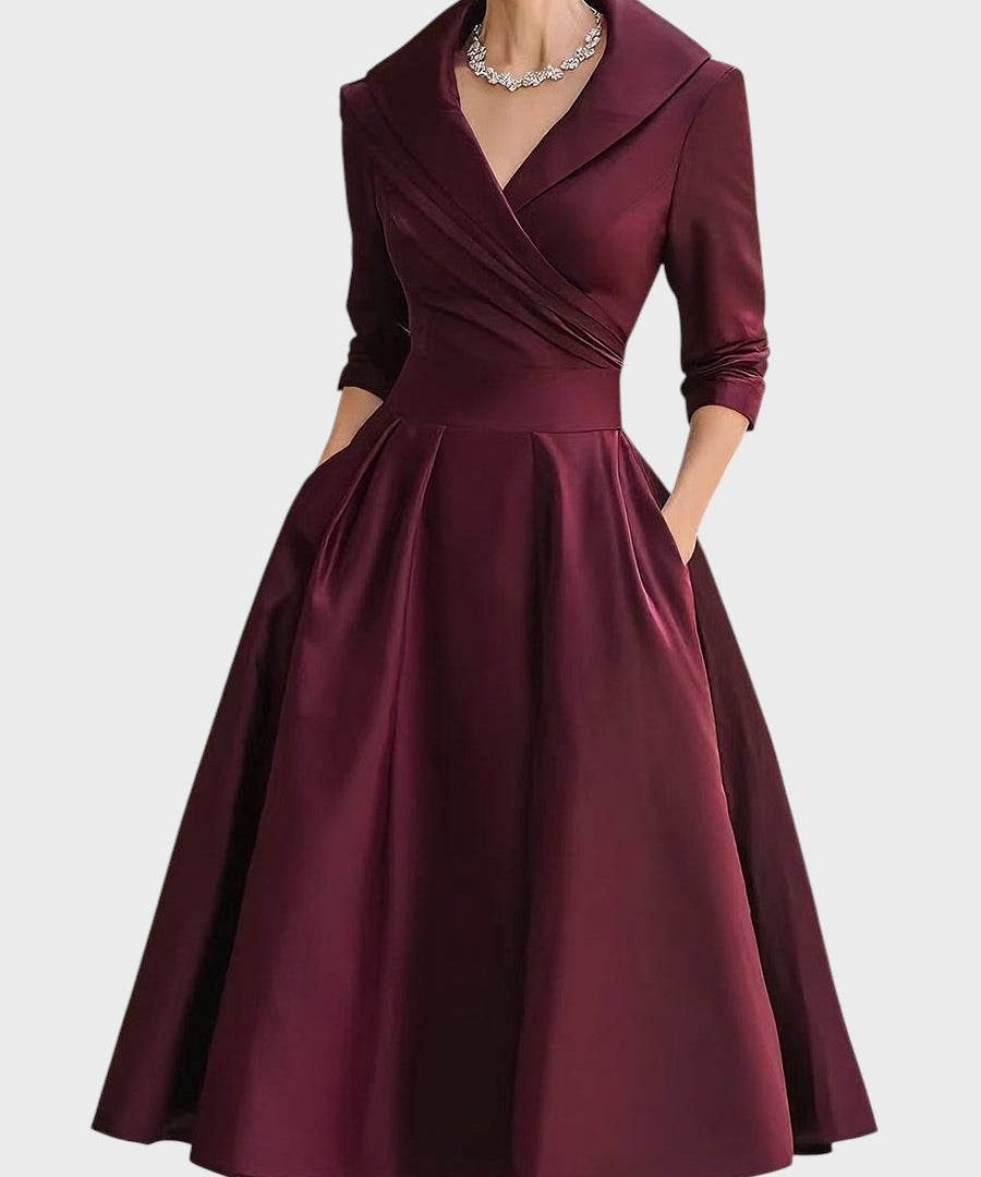 Tereza | Elegáns Midi Ruha Hosszú Ujjakkal