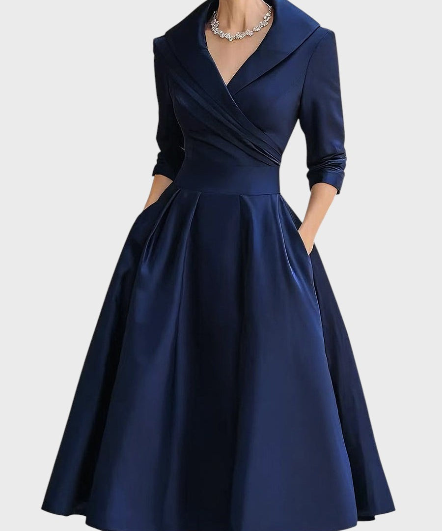 Tereza | Elegáns Midi Ruha Hosszú Ujjakkal