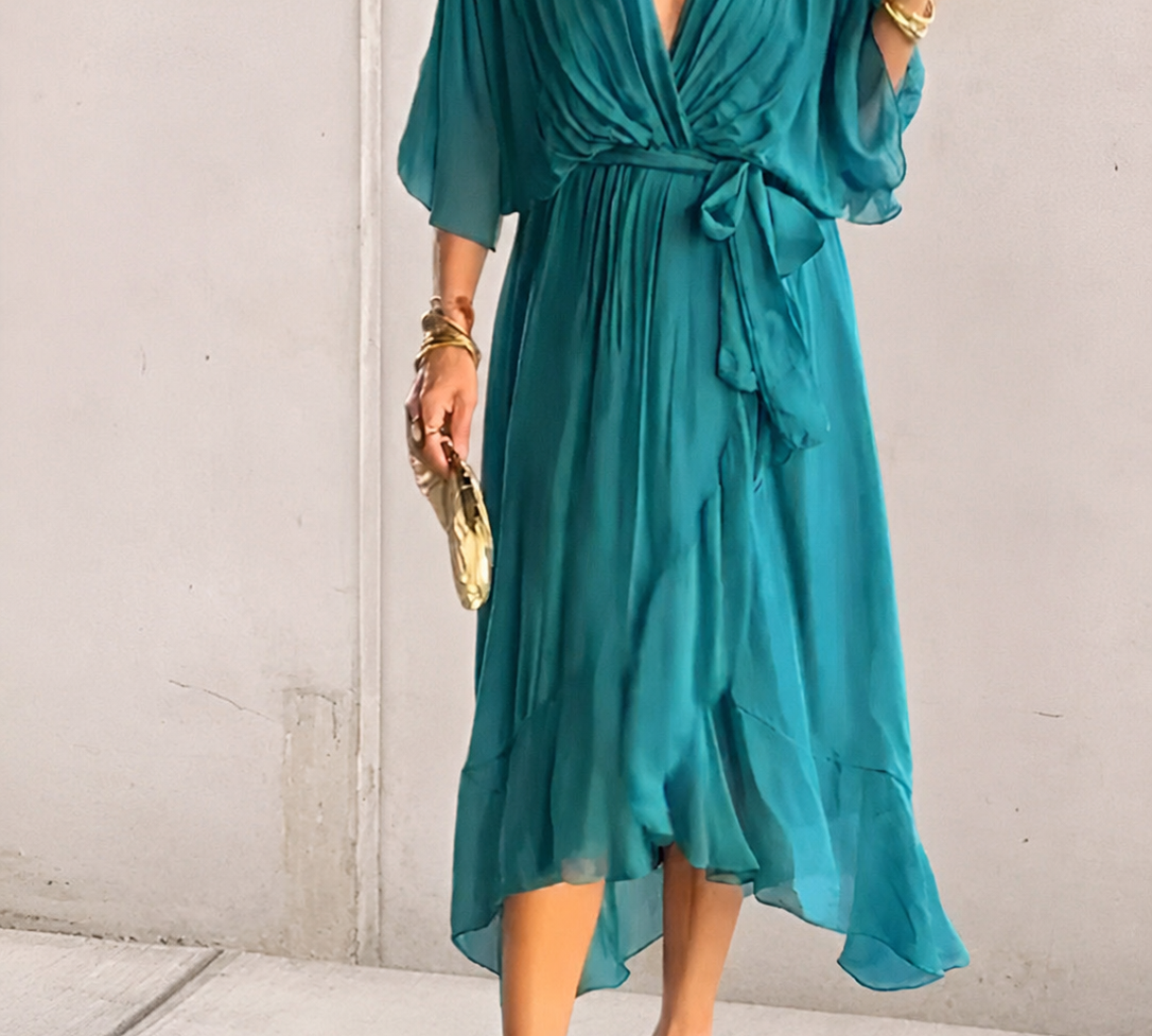 Aurora | Chiffon-tekercsruha midi hosszúságban