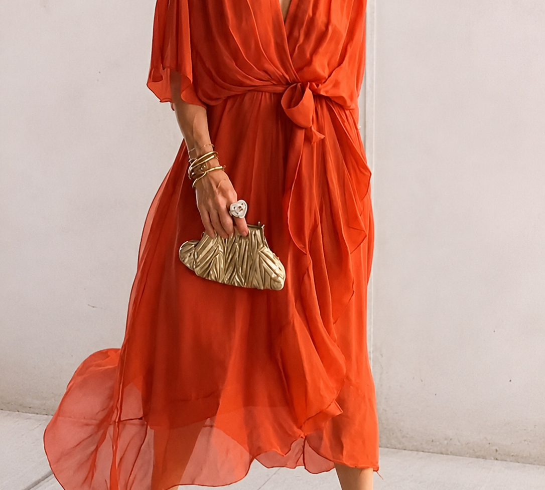 Aurora | Chiffon-tekercsruha midi hosszúságban