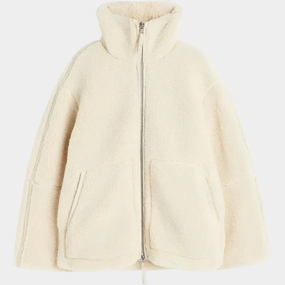 Petra – női oversized teddy kabát cipzárral