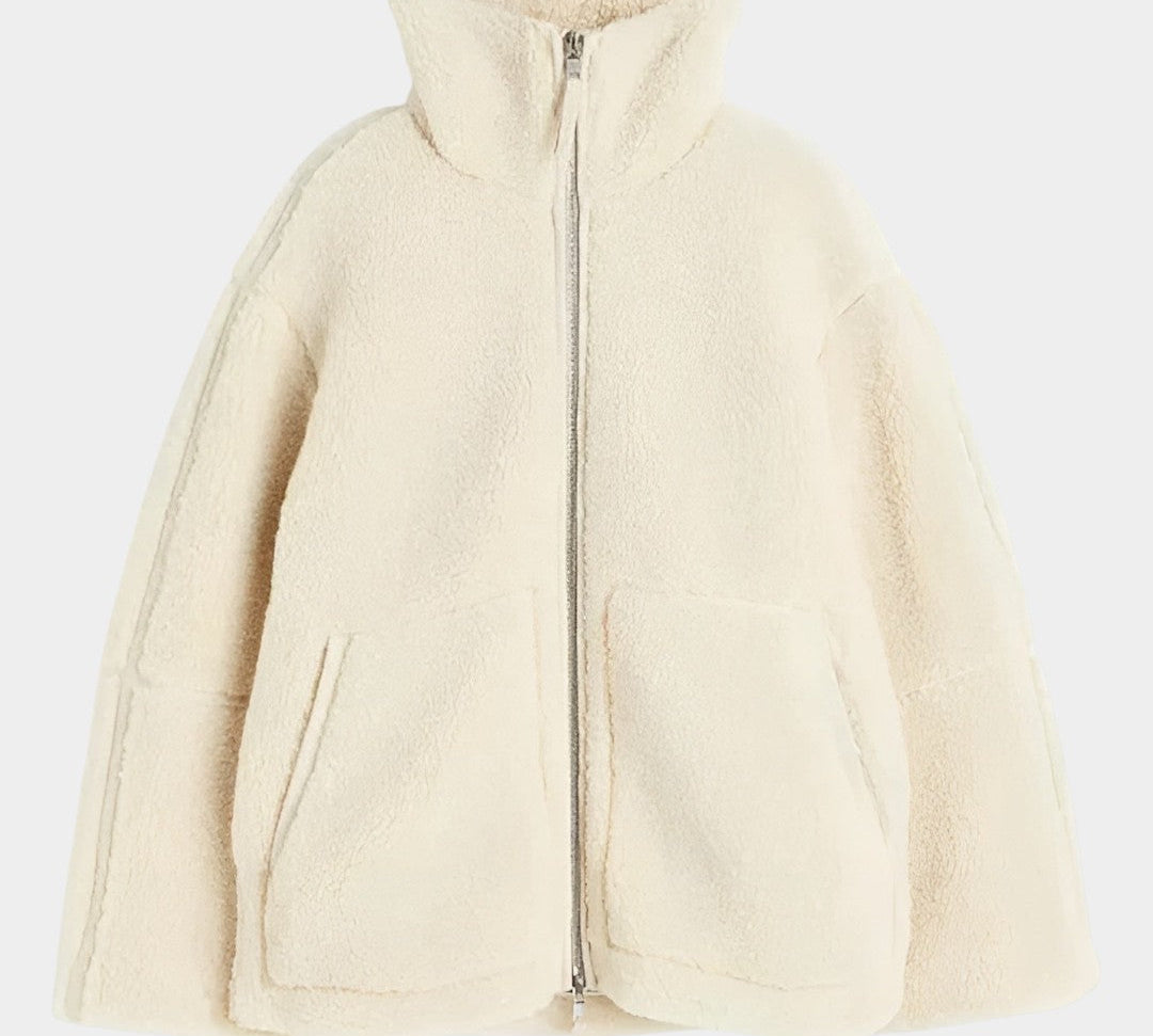 Petra – női oversized teddy kabát cipzárral