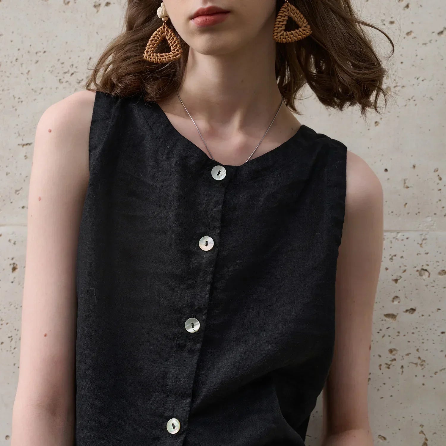 Aszimmetrikus Vászon Crop Top