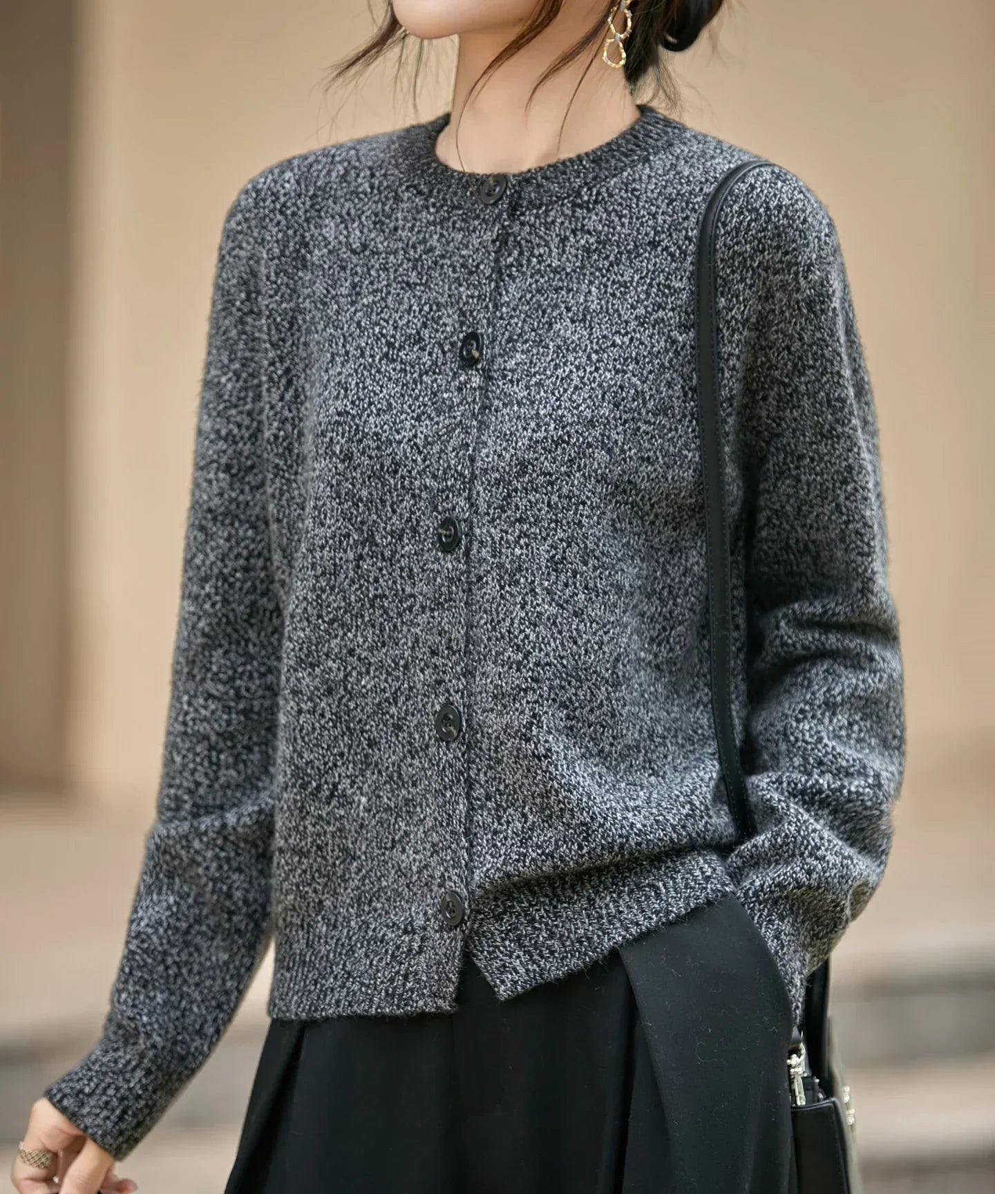 Chunky-Knit Alpaka Blend Kardigán