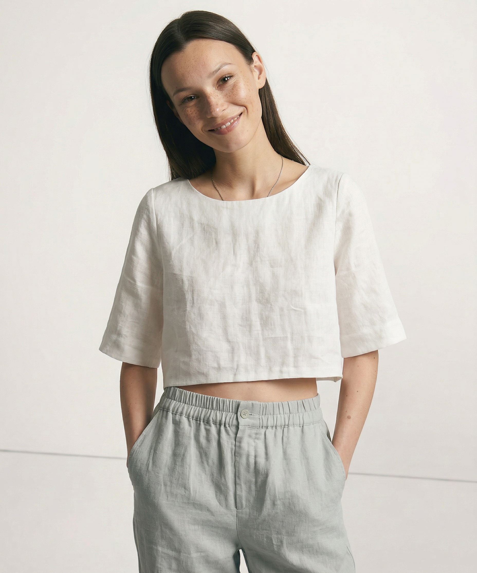 Boxy Vászon Crop Top