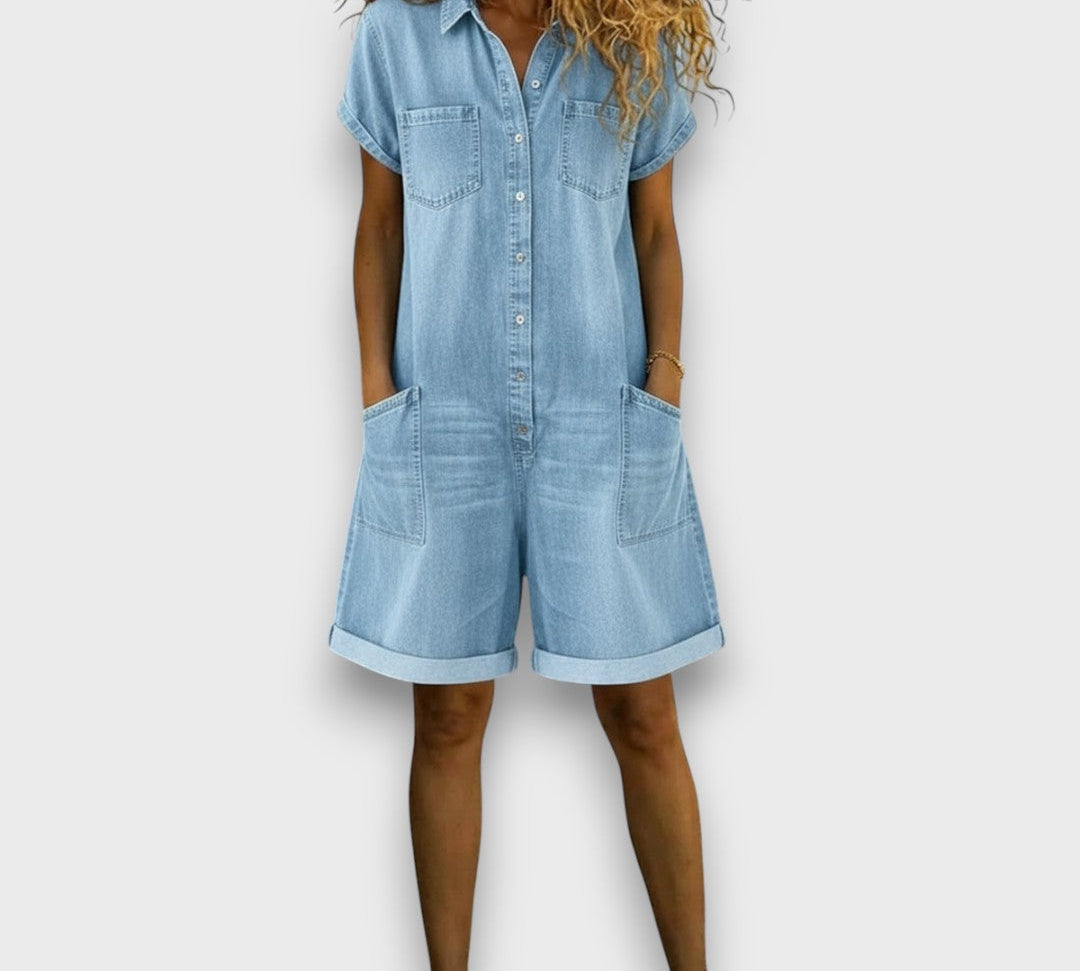Joan | Vintage rövid overál denim megjelenéssel